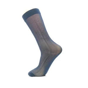 Solid Color Business Dress Socks Men Breathable Polyester Thin Silk Sheer Socks