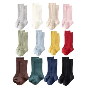 Solid Color Comfy Soft Long Knee High Socks Toddler Boy Girls Suitable 0-5 Years Kids Cotton Stockings