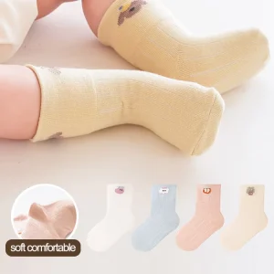 Solid Color Cute Cartoon Cotton Baby Socks Soft Breathable Infant Socks