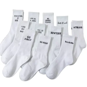 Solid Color Embroidery Spring and Autumn Anti-odor Basketball Stockings Mid-tube Sports Men’s Socks