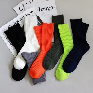 Solid Color Fashion Hip Hop Breathable Comfortable Cozy Crew Cotton Men Socks