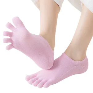 Solid Color Five Toe No Show Crew Socks for Women Knitted Invisible Toe Socks with Custom Logo for Football Autumn Use