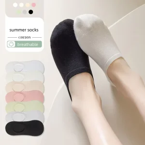 Solid Color Invisible No Show Cotton Women Summer Socks