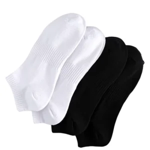Solid Color Men Ankle Socks Black White Seasons Cotton Sports Socks Spring Autumn Daily Socks