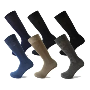 Solid Color Mid Calf Dress Socks for Women and Men Embroidered Logo Soft and Formal Knitted With Spandex for Spring