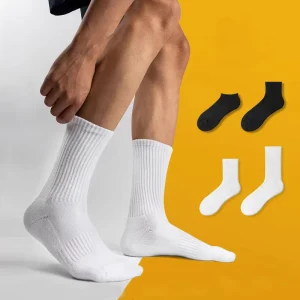 Solid Color Neutral Spring Autumn Casual Pure Cotton Single Needle Sweat Absorbing Anti Odor Sports Basketball Thick Towel Socks