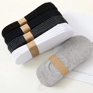 Solid Color Plain Anti Slip Low Cut No Show Men Dress Socks