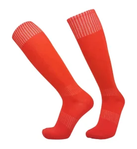 Solid Color Polyester Football Socks in Stock Adult Kids Soccer Socks Summer Knitted Custom Athletic Knee High Socks Stockings