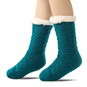 Solid Color Soft Comfortable Warm Terry Fuzzy Socks Winter Adult Thick Sleeping Socks Women