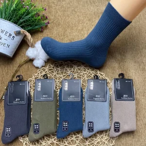 Solid Color White Long Socks Men Cotton Business Dress Gym Workout Terry Sport Socks