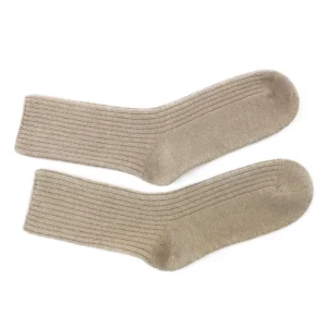 Solid Color Winter Thermal Socks Breathable Knitted Compression Crew Length Anti Slip and Anti Bacterial for Daily Use