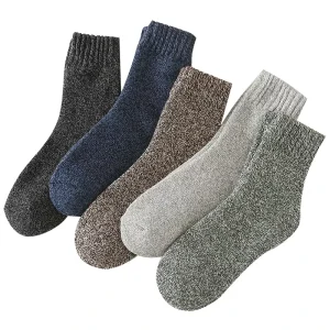 Solid Color Winter Thick Terry Warm Knitted Wool Men Socks
