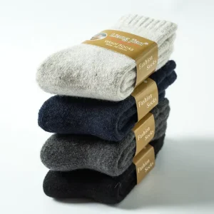 Solid Color Winter Warm Wool Socks Men Thick Terry Thermal Dress Crew Socks