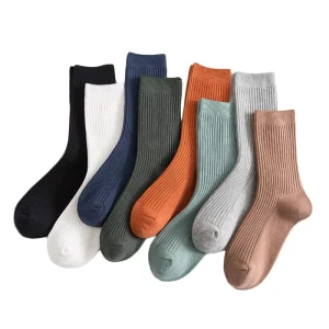 Solid Colorful Business Dress Socks Men 100% Cotton