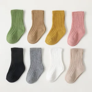 Solid Colors Hot Selling Custom Logo Socks Autumn Winter Kids Warm Korean Children’s Baby Sock Cotton Toddler Socks