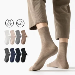 Solid Colour Socks Men Business Casual Cotton Socks