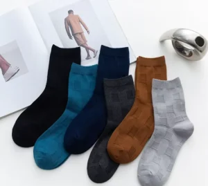 Solid Plain Black Business Men Dress Cotton Socks