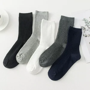 Solid Plain Color Plus Size Business Men’s Stockings Dress Crew Formal Stylish Socks for Men