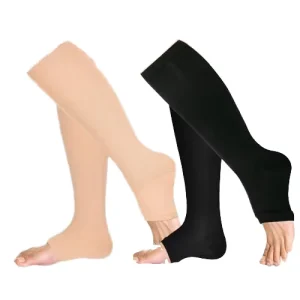 Solid Plus Size Girls’ Sport Compression Knee High Socks 20 30 Mmhg Class 2 Knitted Technics Cuff Open Toe Spring Bottom