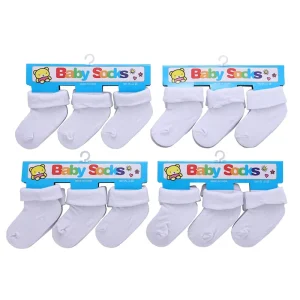 Solid White Newborn Baby Cotton Socks