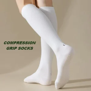Solid Women Knee High Comfortable Anti Slip Sports Socks Compression Athletic Socks for Running Yoga Training Workout