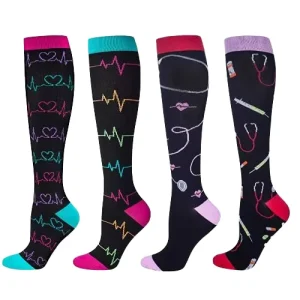 Spandex 20 30mmHg Women Men Casual Knee High Work Traveling Compression Socks for Pregnant Nurses