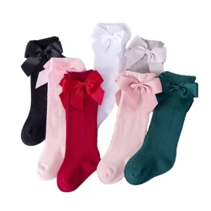 Spanish Style Baba Girl Children’s Stockings 0 5 Years Old Cotton Newborn Toddler Bow Socks School Knee Socks