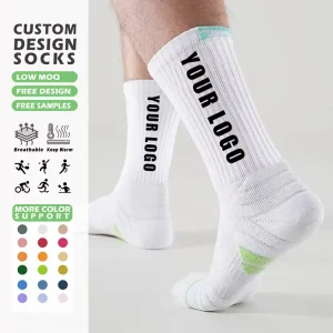 Sport Crew Socks Custom Cotton Breathable Knitted Basketball Sock Spring Autumn Running Cycling Daily for Men