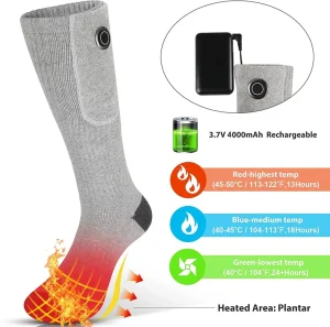 Sport Socks Heated Thermal Socks Blanket Winter Electric Rechargeable 3 Heating Settings for Men and Women