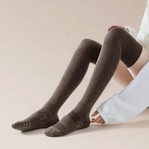 Sports Compression Socks Women Girls 20 30mmHg Copper Knee High Leg Warmer Winter Hiking Thickened Loop Inner Stockings
