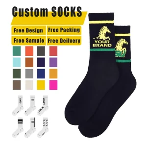 Sports Crew Socks Anti-Bacterial Soft Spandex Cotton Casual Sport Style Crew Socks Unisex Athletic Sock with Custom Logo