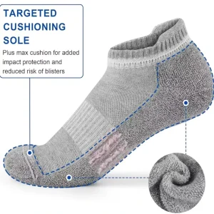 Sports Crew Socks Natural Moisture Wicking Antibacterial Hypoallergenic Breathable Mesh Arch Support Seamless Toe