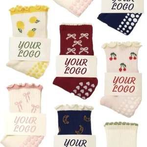 Sports Custom Logo Women Socks Brand Athletic White Crew Yoga Socks Grip Cotton Pilates Socks