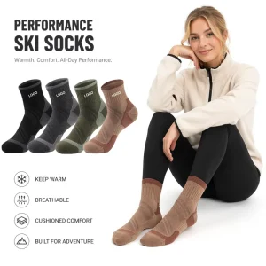 Sports Hiking Socks Thick Warm Eco Friendly Breathable Wool Unisex Adults Youth Winter Ski Anti Slip Bottom Logo Merino Wool
