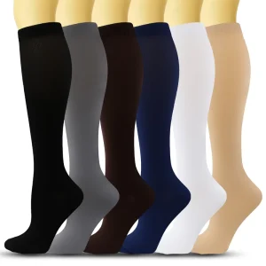 Sports Leg Sleeve Black Compression Knee High Socks for Swelling Legs