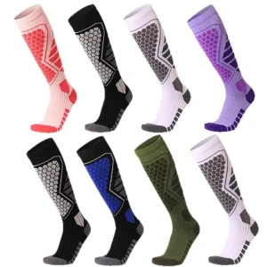 Sports Outdoor Warm Snow Socks Spandex Polyester Cotton Crew Knitted Thickened Towel Bottom Cuff Hiking Ski Winter Knee Socks