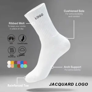 Sports Socks Professional Crew Customized Logo Athletic Branded Jacquard Men Custom Socks