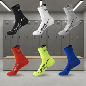 Sports Socks for Men Anti Odor Crew for Running Cycling Fitness Knitted Pattern Anti Slip Design for Autumn and Summer