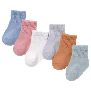 Spring Autumn Baby Combed Cotton Solid Color Boys Girl Baby Sock Cartoon Loose Mouth Medium Crew Short Sock Newborn Kids Sock