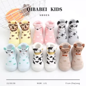 Spring Autumn Children’s Mid Tube Toddler Walking Shoes Boys Girls Indoor Soft Sole Non Slip Breathable Durable Animal Pattern