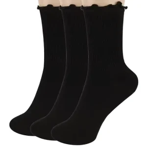 Spring Autumn Dress Trim Sock Breathable Sweat Absorbent Polyester Casual Solid Girls Women Socks Cute Custom Frill Ruffle Socks