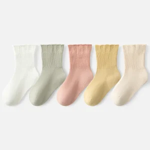 Spring Autumn Girls’ Cute Lace Baby Infant Socks Double-Needle Jacquard Cotton Breathable Crew Socks Class