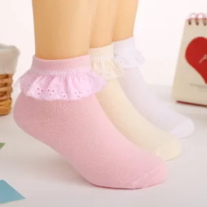 Spring Autumn Ruffle Baby Cotton Socks Girls Lace Princess Socks Solid Color Children’s Dance Socks