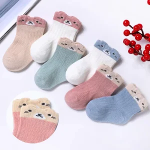 Spring Baby Socks Knitted Breathable Cute Cartoon Thin Loose Boys Girls Newborn Children