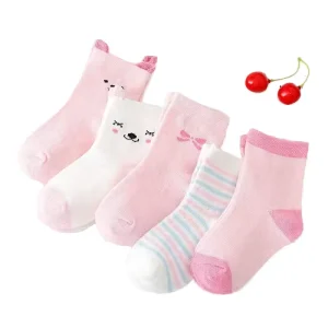 Spring Cute Cartoon Patterned Cotton Crew Socks Knitted Set for Baby Toddler Boys and Girls
