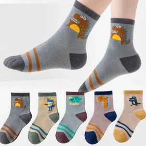 Spring Kids Students Antibacterial Knitted Boys Breathable Mesh Crew Butterfly Pattern Thin Casual Cute Sports Socks