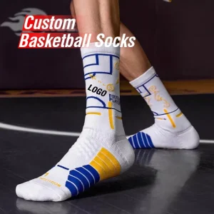 Spring Logo Non Slip Personalized Elite Design Jauqard Sports Men Custom Socks Standard Towel Bottom Basketball Crew