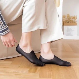 Spring Men’s Breathable Anti-odor Absorb Sweat Gauze Seamless Invisible Socks Cotton Non-slip Ultra Thin No Show Socks