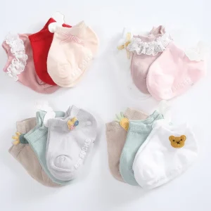 Spring New Simple Light Luxury Baby Boat Dress Socks 0 1 3 Years Knitted Breathable Ankle Floor Non slip