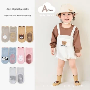 Spring Newborn Baby Socks Non Slip Cool Insulation Mid Calf Cartoon Summer Cotton Knitted Infant Walking Floor Socks for